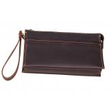 8043R Classic Dark Brown Vintage Leather Mini Wallet Purse Key Case Men's Hand Bag