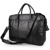 7321A Black Guarantee Genuine Cow Leather Briefcase Laptop Bag Mens