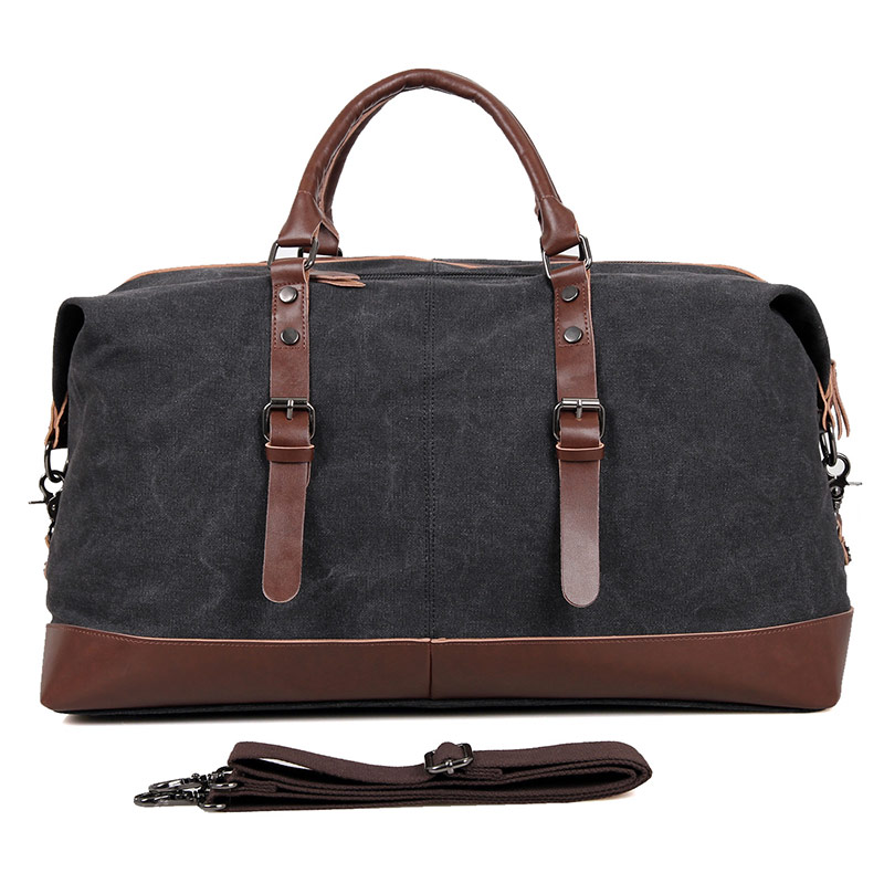 9038A New Products Economic Black Durable Canvas Backpack Handbag Men's Weekend Bag