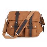 9002B New Style Vintage Canvas and leather Men's Coffee Briefcase Messenger Bookbag
