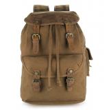 9020B Vintage Style Canvas And Leather Men's Brown Backpack Travel Bag Book Bag