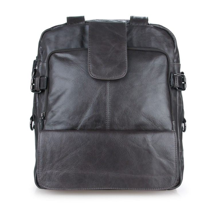 7065I Vintage Leather Men's Light Grey Backpack Travel Shoulder Bag Messenger