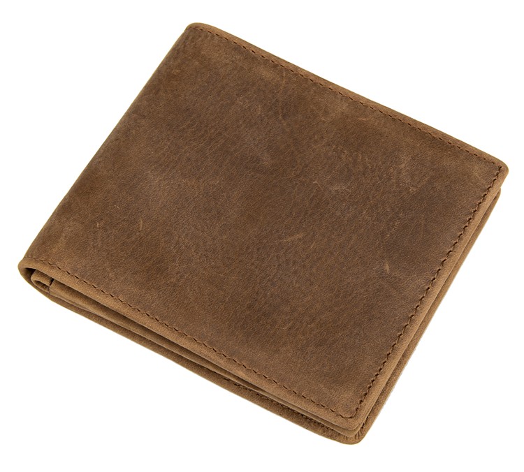 8056B Mens Crazy Horse Brown Leather Wallet Billfold 
