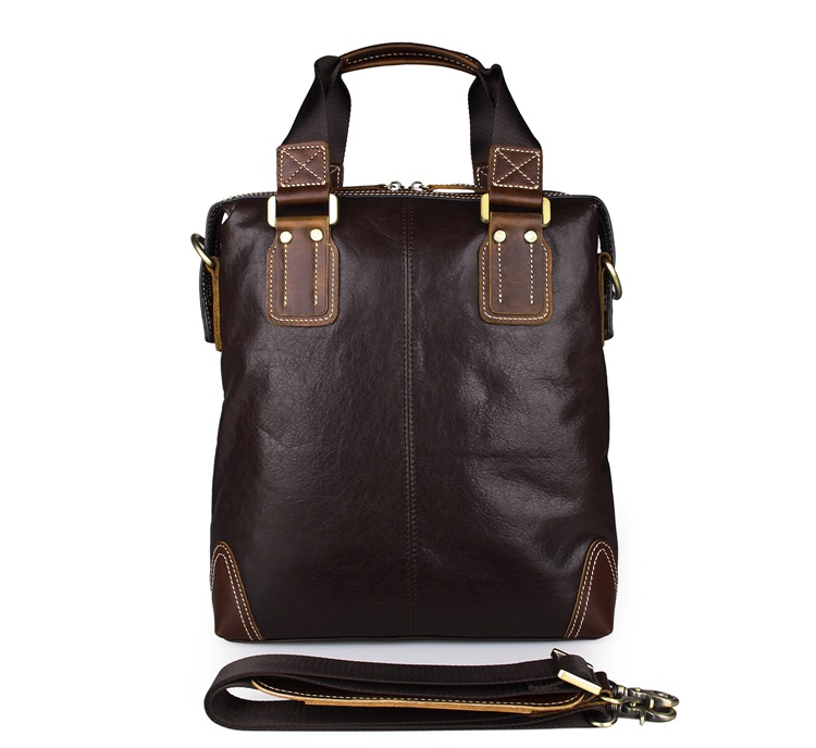 7293C-1 Coffee Color Real Cow Leather Shoulder Bag Men's Tote Bag