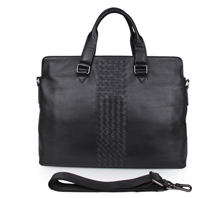 7295A Black Genuine Leather 15 Inches Laptop Bag Briefcase Handbag