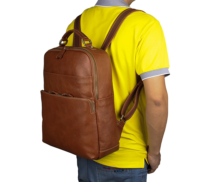 7285B-1 J.M.D Brand Simple Style Genuine Cow Leather Men's Rucksack Wholesale 