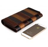 8092-1C Coffee+Brown+Black+Grey Vintage Genuine Cow Leather 3 Folded Fringe Pattern Women Money Holder 3 Folded Purses