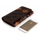 8092-3C Coffee+Brown+Black+Grey Vintage Genuine Cow Leather 3 Folded Rhombus Pattern Women Money Holder 3 Folded Purses