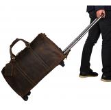 7077LR Dark Brown Crazy Horse Leather Travel Tote Trolley Dispatch Bag for Men