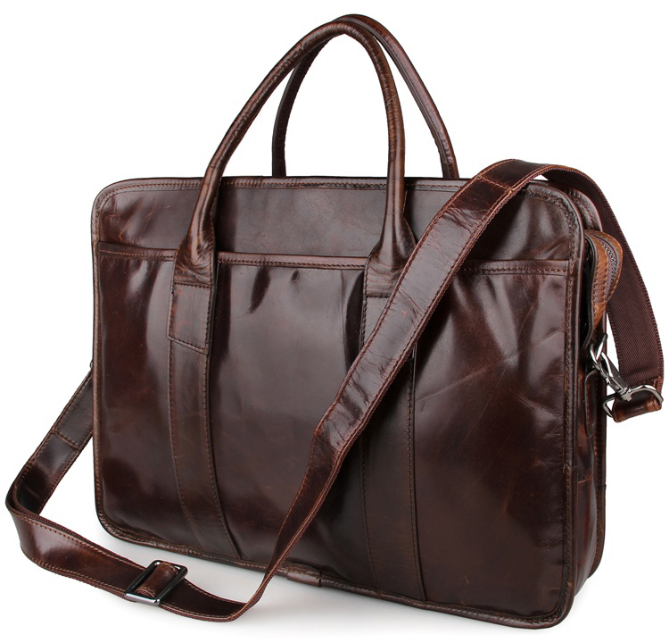 7321C Brown Guarantee Genuine Cow Leather Briefcase Laptop Bag Mens