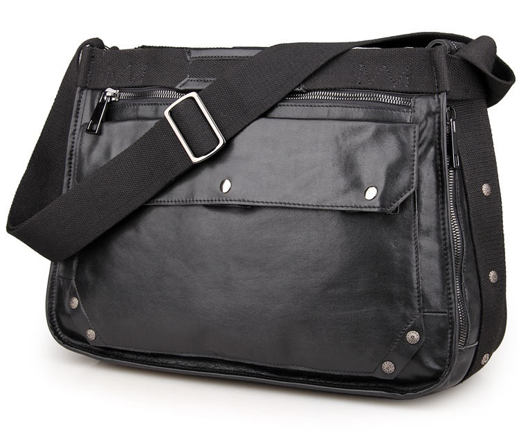 7323A Black Cowboy Leather Mens Cross Body Bag Sling Bag