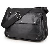 7323A Black Cowboy Leather Mens Cross Body Bag Sling Bag