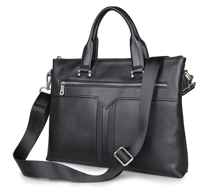 7330A Black High Quality Leather Messenger Crossbody Laptop High Quality Leather Briefcase Messenger Crossbody Laptop Briefcase Bag