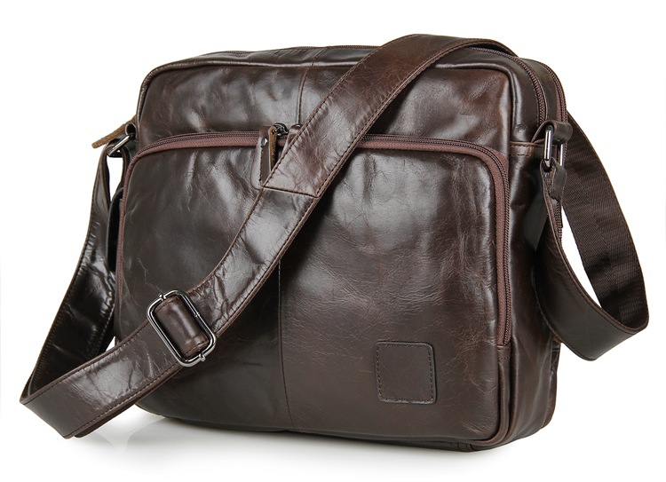 7332C Vintage Tan Leather Trendy Messenger Bag Men Purse