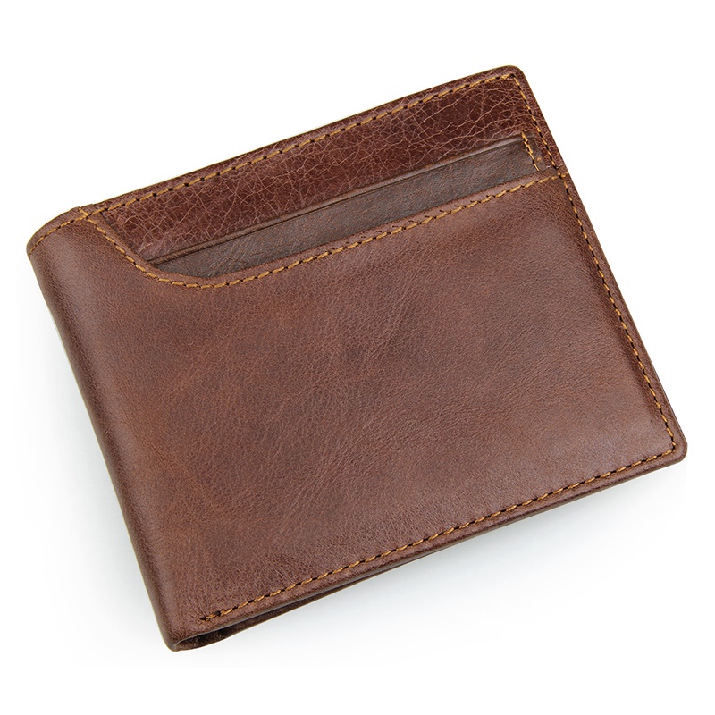 R-8104C Coffee Men's Cow Leather RFID Money Holder