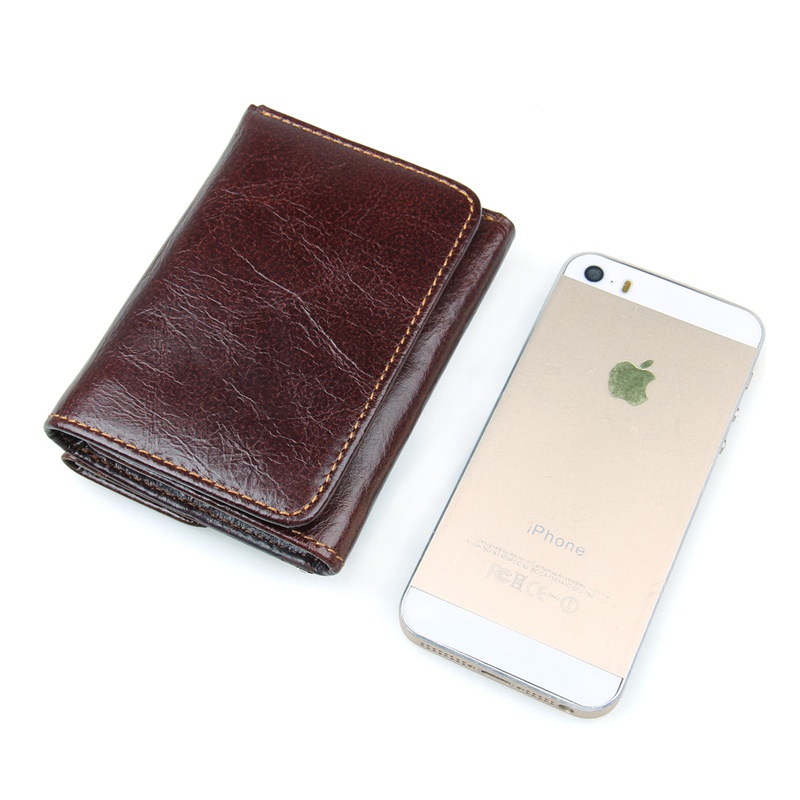 R-8106Q Hot Selling Coffee Cow Leather RFID Money Holder Men