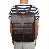 7335C New Products Genuine Leather Style Men's Hiking Backpack Book Rucksack