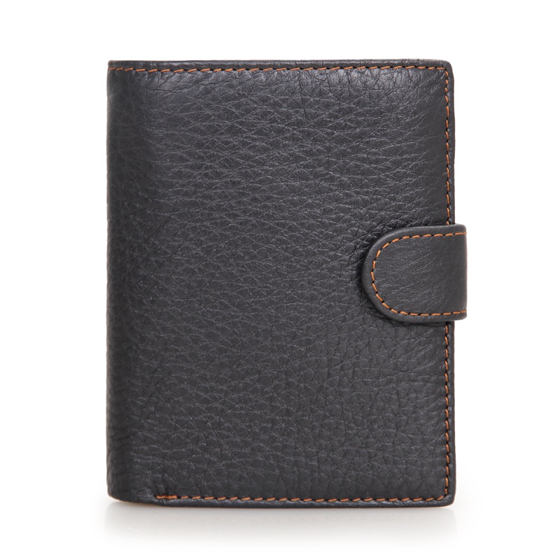 R-8129A Black Genuine Cowhide Pocket Wallet Leather Coin Wallet
