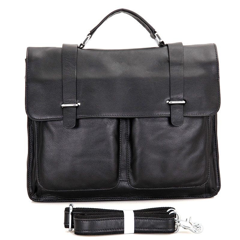 7100A Black Vintage Leather Document Bag Messenger Bag Men