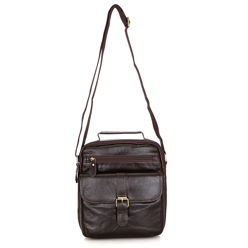 7141Q-1 Genuine Vintage Leather Chocolate Men's Messenger Shoulder Bag Cross Body Purse 