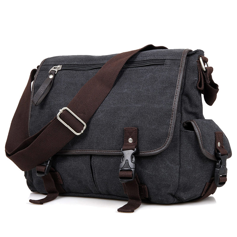 9035A Black Excellent Quality Leisure Canvas Outdoor Sling Bag 