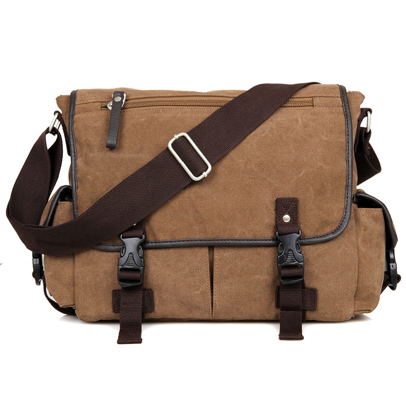9035C Coffee Durable Leisure Canvas Outdoor Laptop Messenger Bags