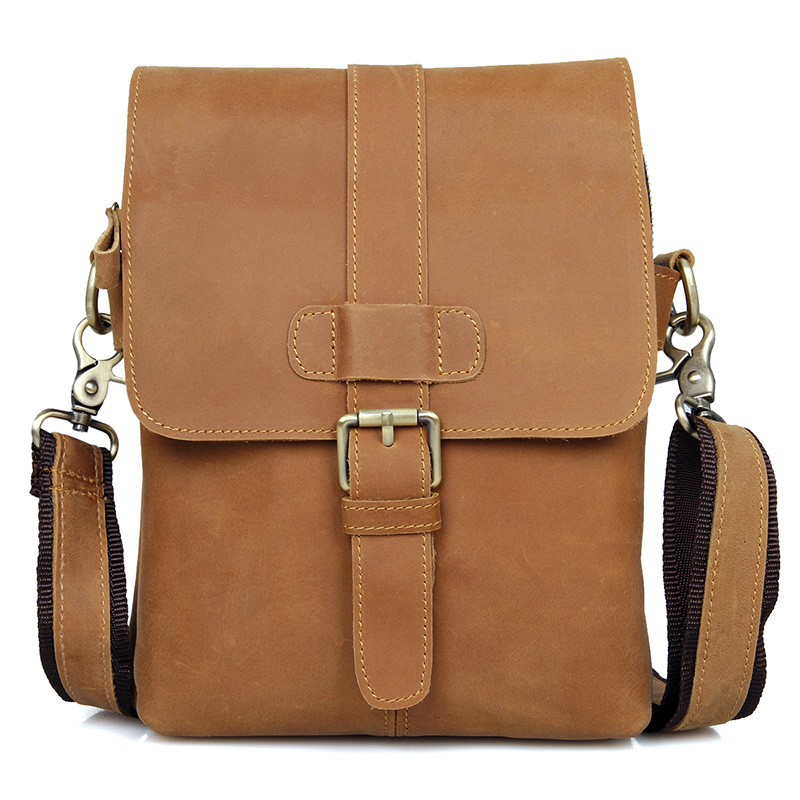 1005B Brown Cow Leather Men's Sling Bag Cross Body Bag