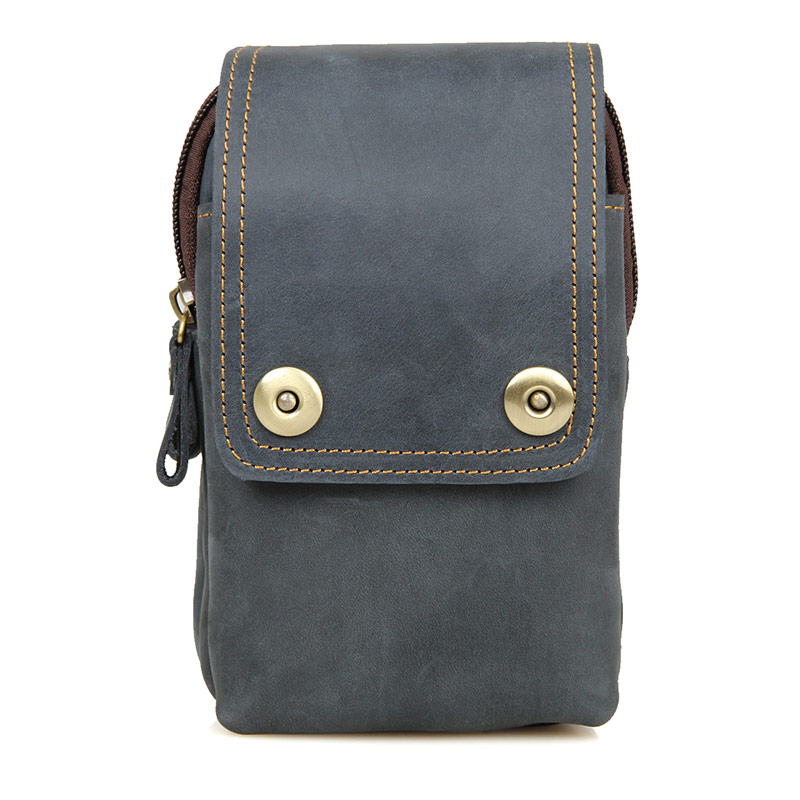 5003K Blue Cowhide Men's Belt Bag for Phone Factory