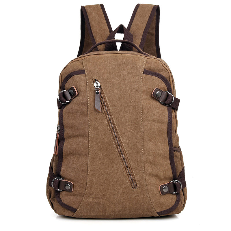9037C Coffee New Unique Design Hiqh Quality Canvas Laptop Rucksack