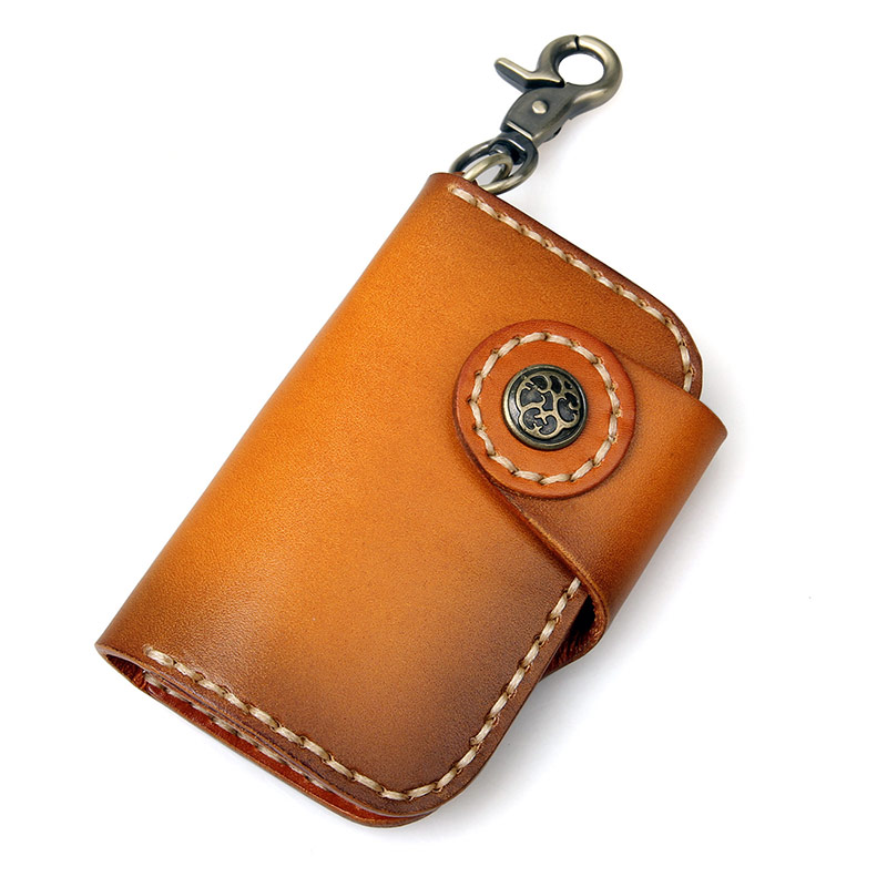 8131B-1 Orange Hot Selling New Products Genuine Leather Car Key Bag Manufacturer