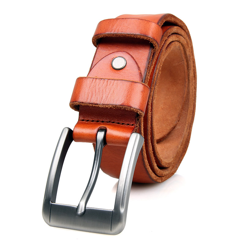 B005B-1 Brown Durable Vegetable Leather Sport Belt for Men