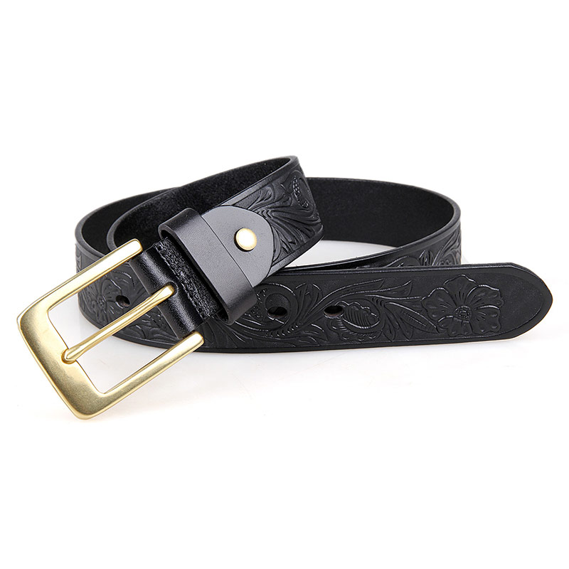 B012A JMD Brand High Quality Black Leather Belt Dressed Belt for Men