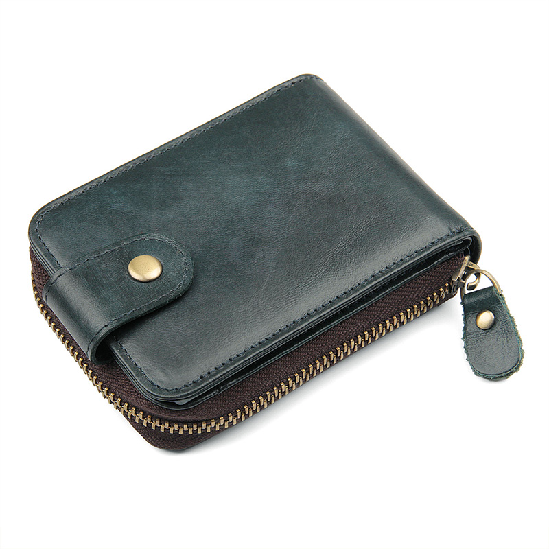 R-8192K Blue Lady Card Holder Changes Pocket Cow Leather 
