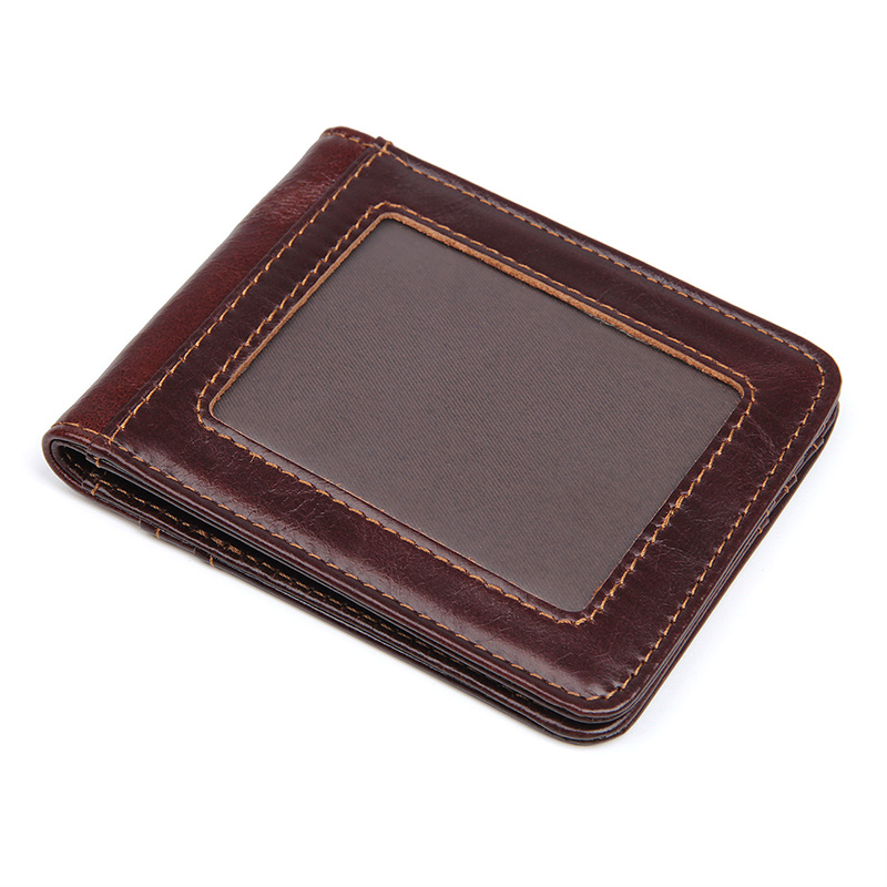 8333Q Simple Cowhide Money Clip Card Holders Wallet