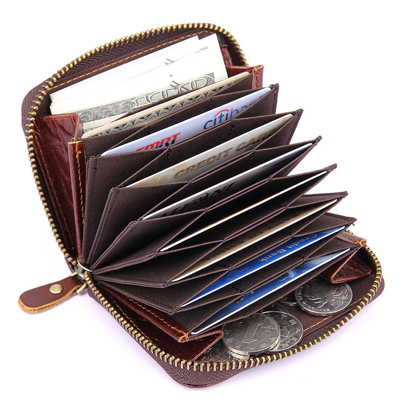 R-8117Q-1 Large Capacity Cow Leather Card Holder RFID Function