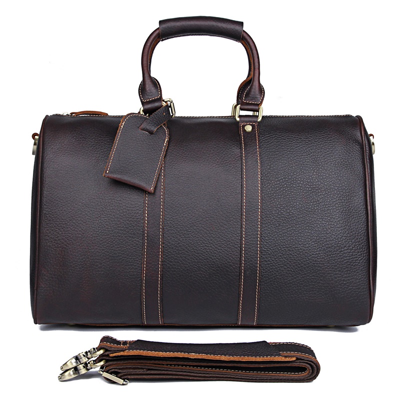 7077Q Unisex Genuine Leather Chocolate Travel Duffle Bag Dispatch Tote Bag Laptop Bag