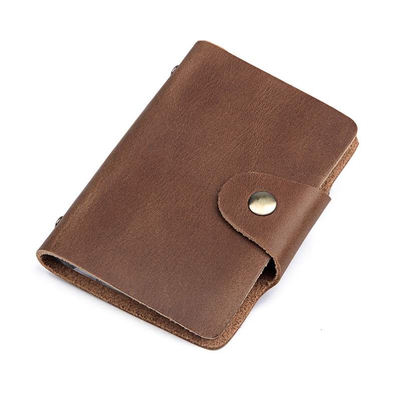 8079B Unisex Brown Color Crazy Horse Leather Card Holder