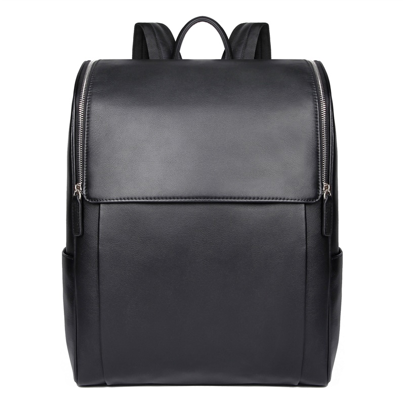 7344A-1  New Style Cow Leather Black Mens Backpack 
