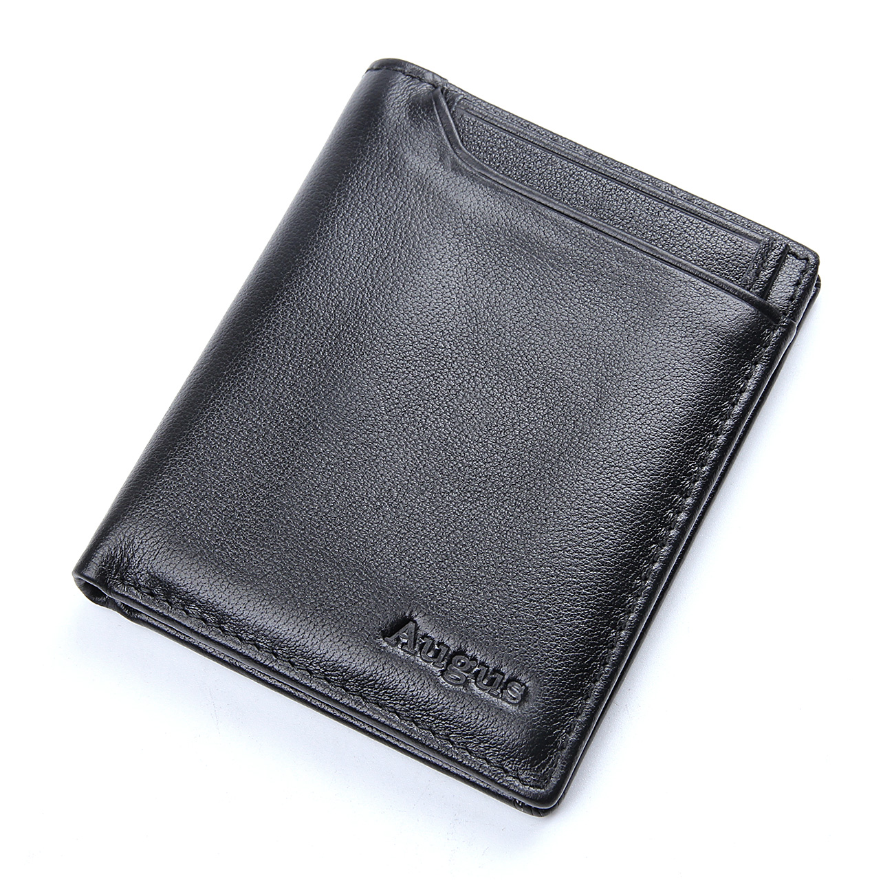 R-8341A-1 Black Soft Cow Leather Multifunction Wallet RFID Folder Card Holder 