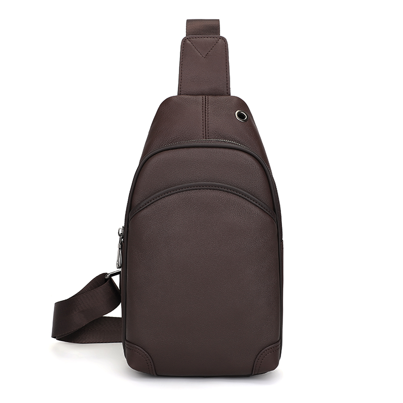 4027C Coffee Leather Sling Bag for Men Chest Bag 