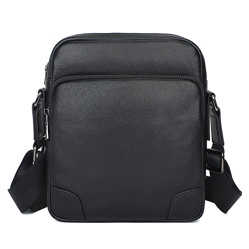 A1069A Black Leather Sling Bag for Men Messenger Bag