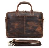 7382R-Y Crazy Horse Leather Bag 15Inches Laptop Bag for Men