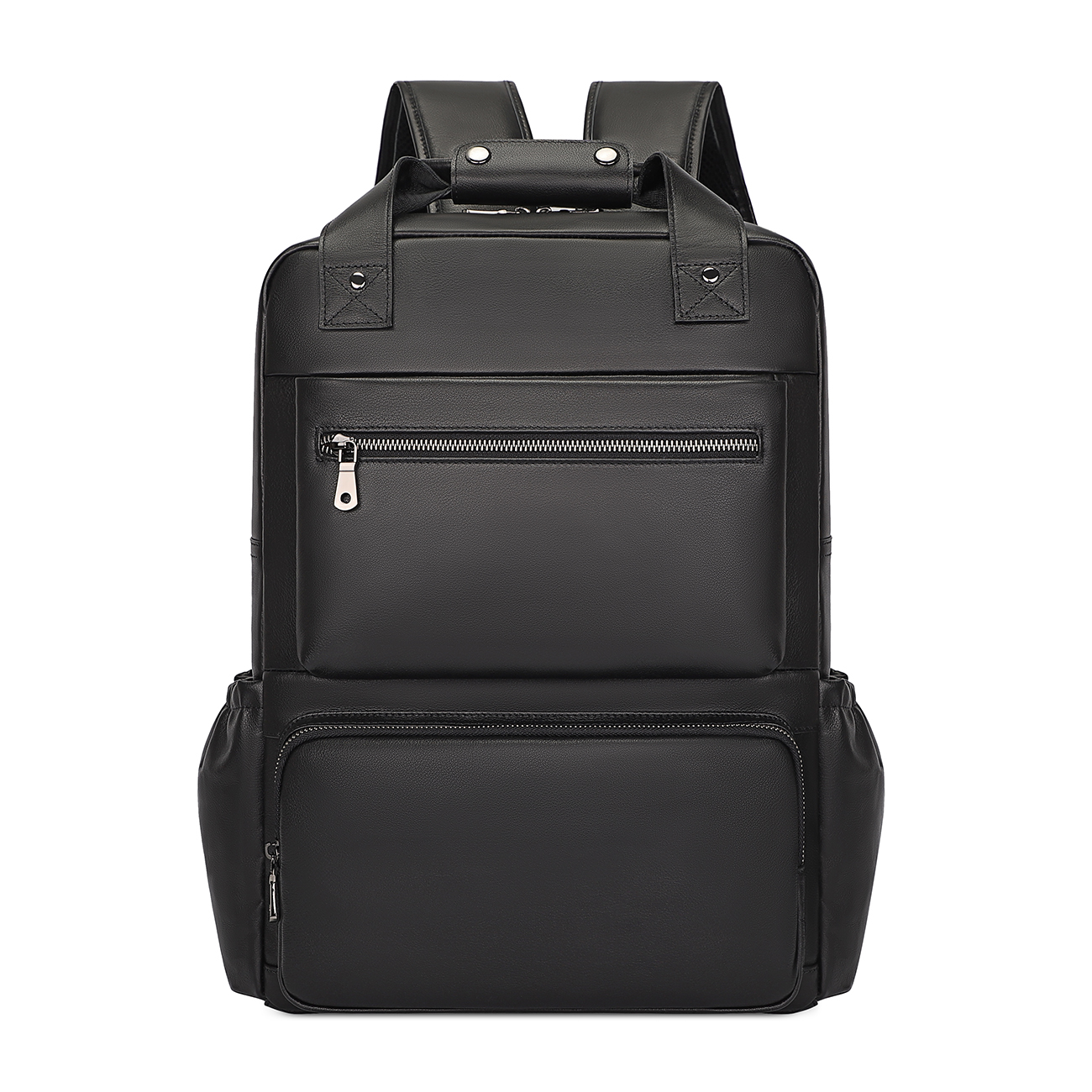 2758A Black Backpack Real Leather Large Capacity Backpack for Men