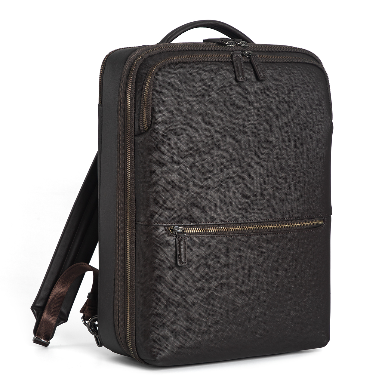 Coffee Cowhide Leather Backpack 