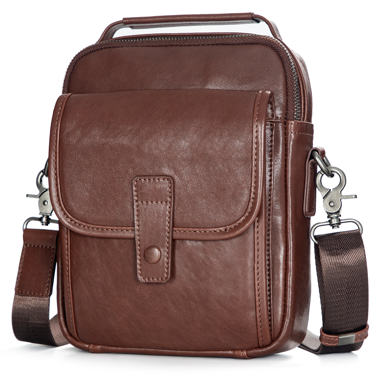 Vintage Brown Cross Body Bag Shoulder Bag for Men and Women