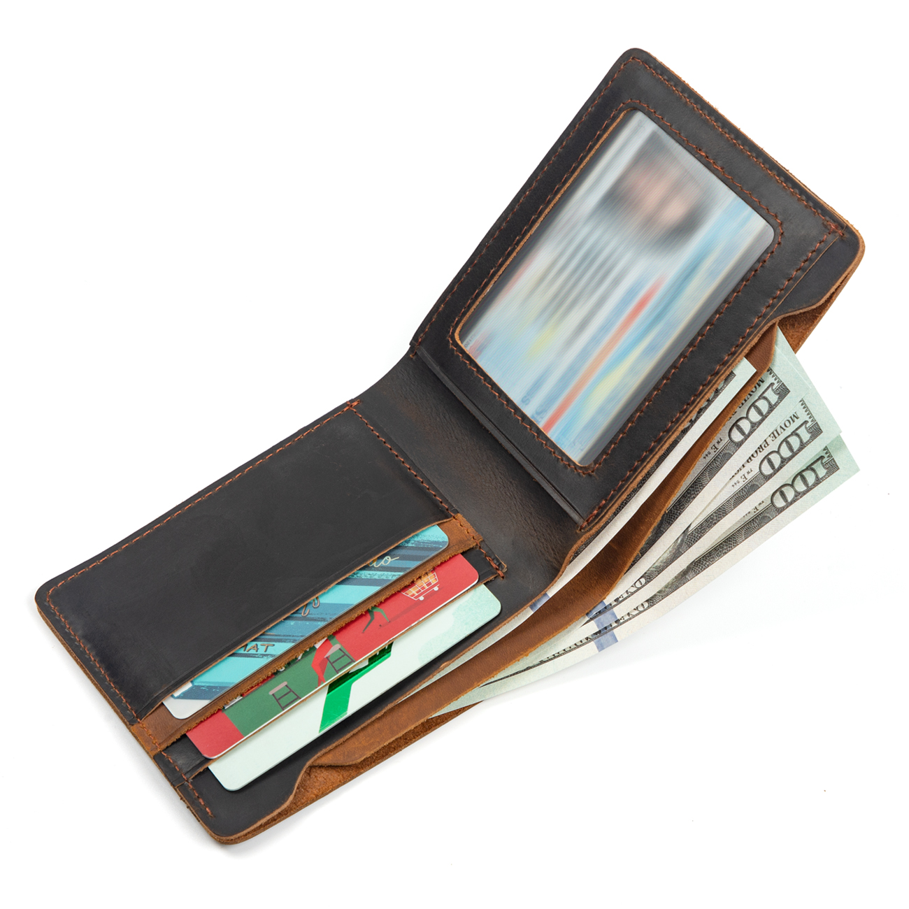 New Design Crazy Horse Leather Wallet for Men with Gift Box